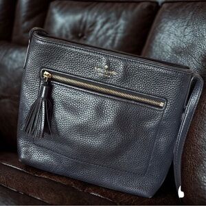 Kate Spade Black 💯 Cow Pebbled Leather Tassel Crossbody Bag